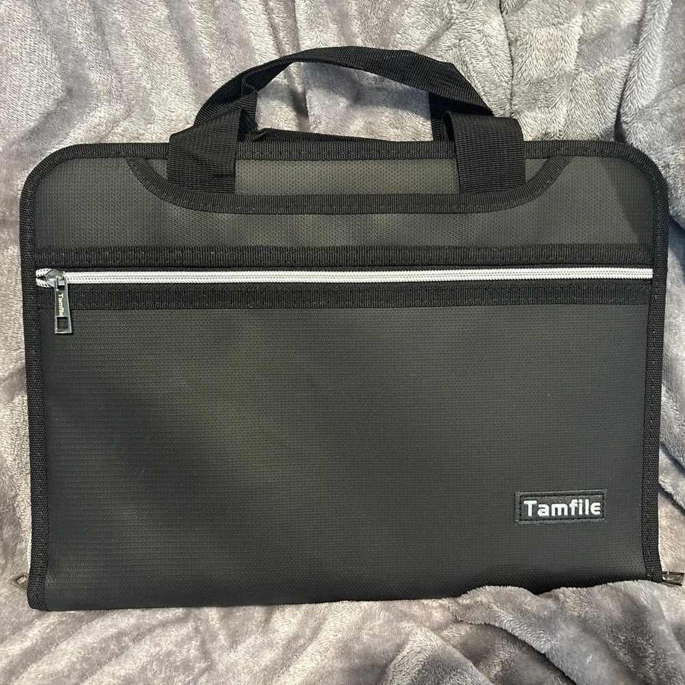 Tamfile Fireproof Accordion File Organizer with Handle, 13 Pocket Transparent.